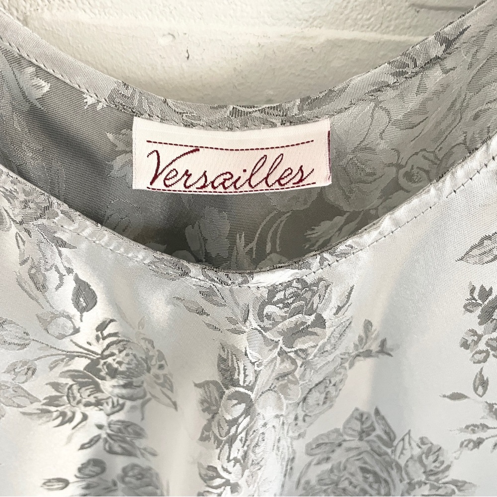 Vintage Silver Satin Baroque Roses Cami Iridescent Floral Tank Top sz XL/XXL - Picture 5 of 14